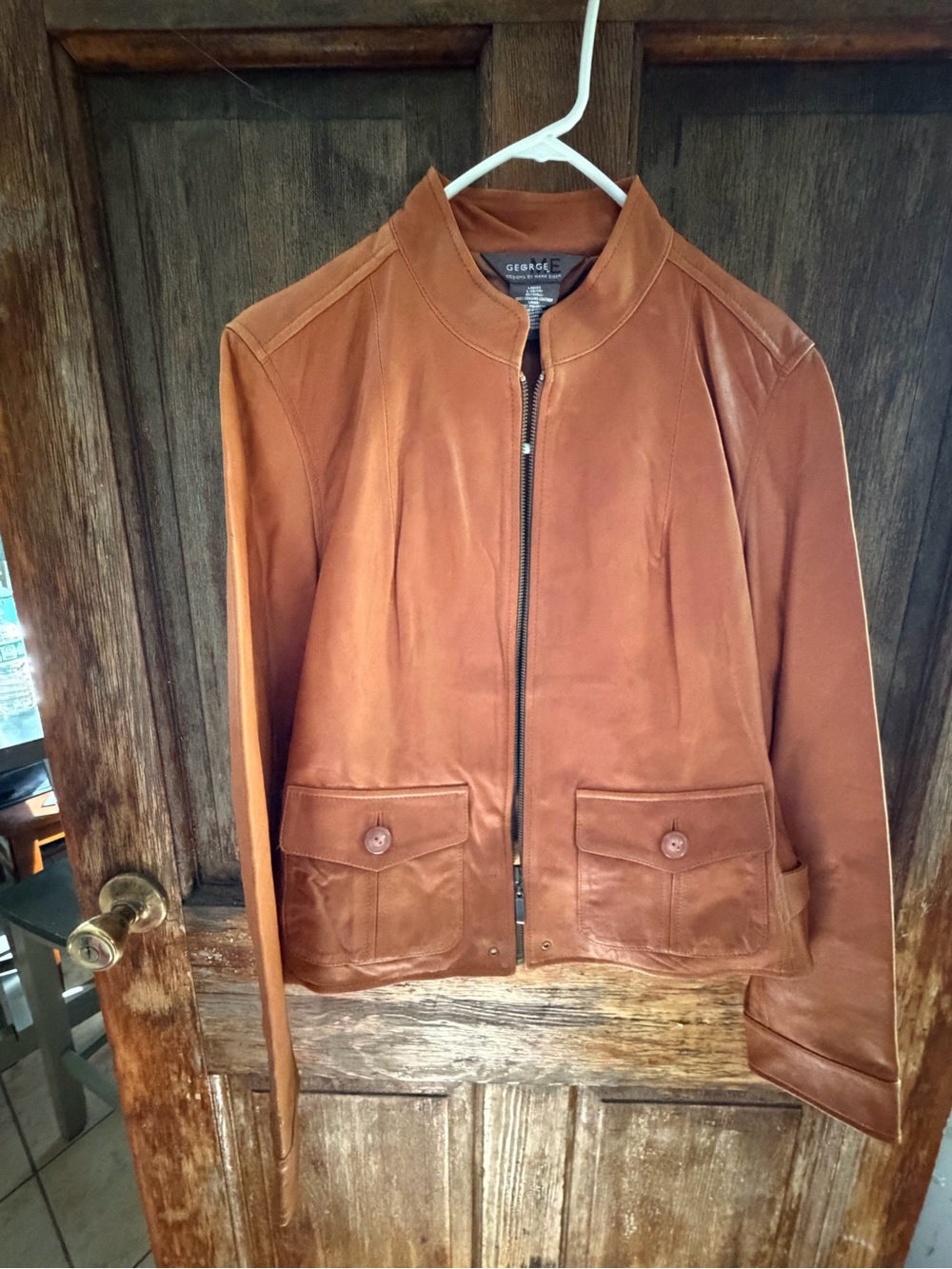 Vintage Mark Eisen Genuine Leather Jacket Women’s Large Cognac Brown Y2K